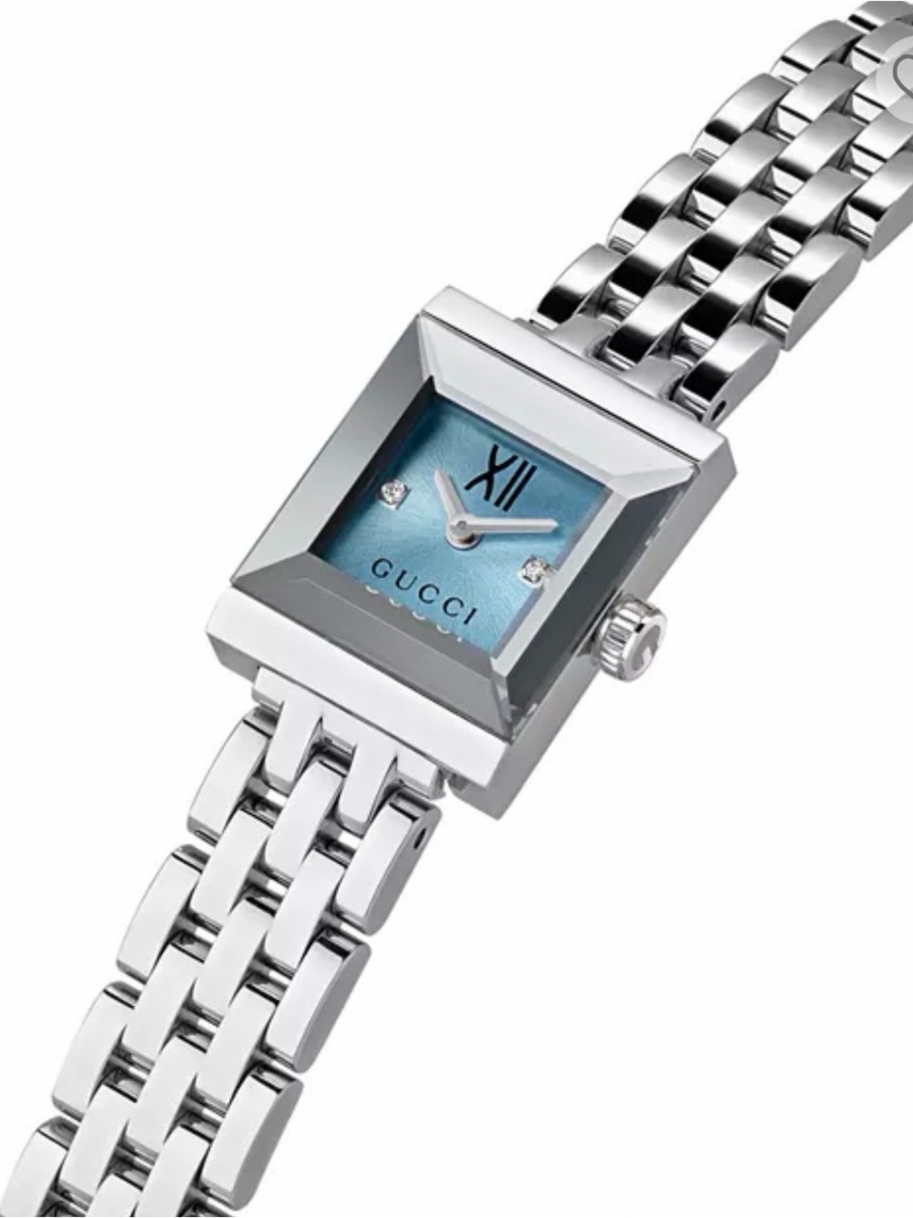 Gucci G Frame Square Generation Silver Bracelet Watch with Blue Dial